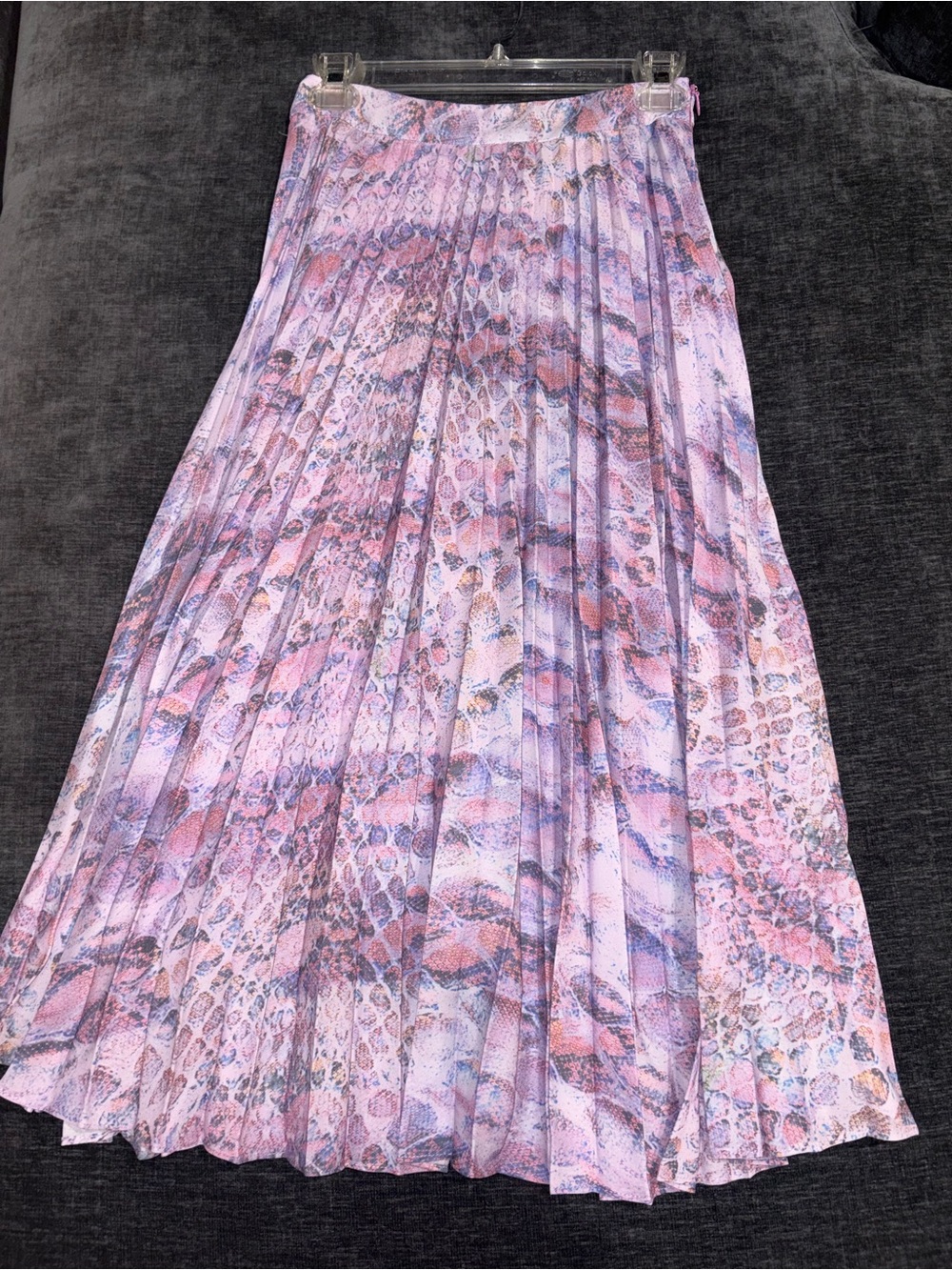 Pleated Maxi Skirt in Pink Lilac Animal Print